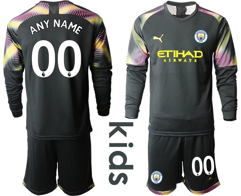 Youth 2019-2020 club Manchester City black goalkeeper Long sleeve customized Soccer Jerseys